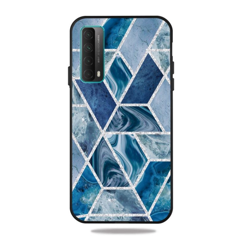 Cover Huawei P Smart 2021 Sort Marmor Med Mørk Geometri