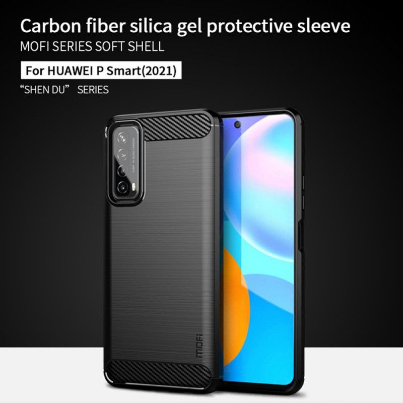 Cover Huawei P Smart 2021 Sort Mofi Børstet Kulfiber