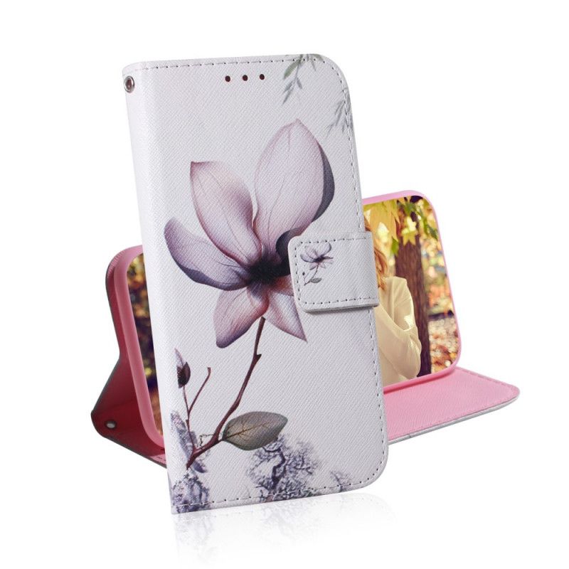 Flip Cover Huawei P Smart 2021 Mobilcover En Lyserød Blomst