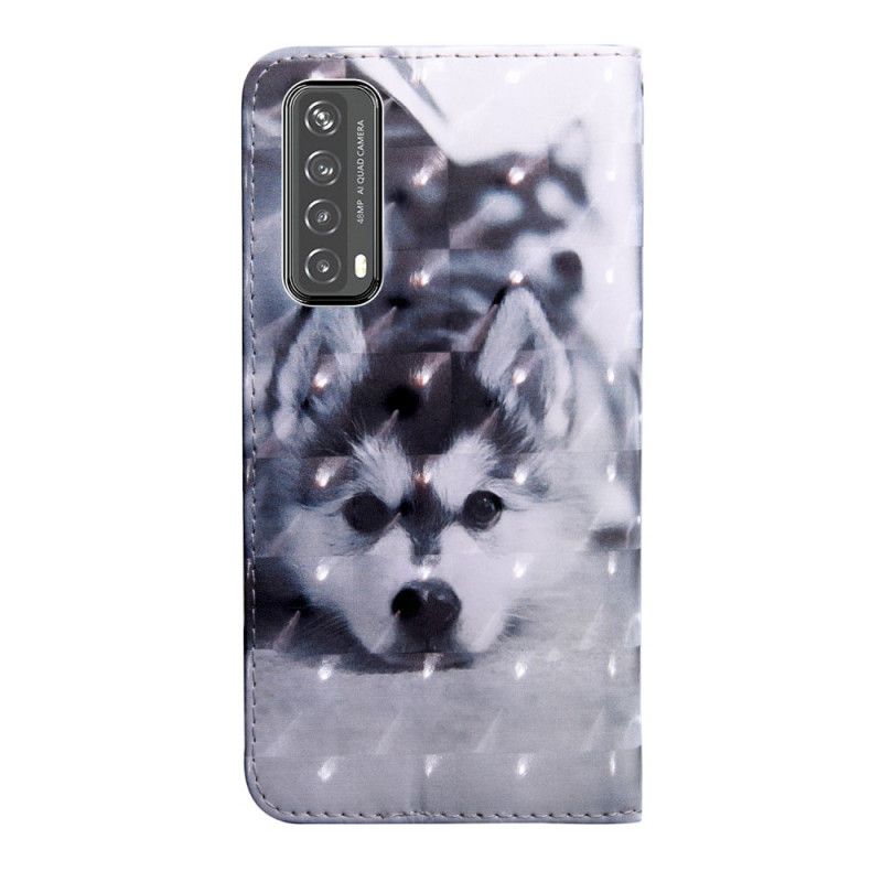 Flip Cover Huawei P Smart 2021 Mobilcover Lys Plet Gav Hunden