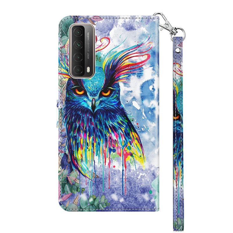 Flip Cover Læder for Huawei P Smart 2021 Akvarel Fugl