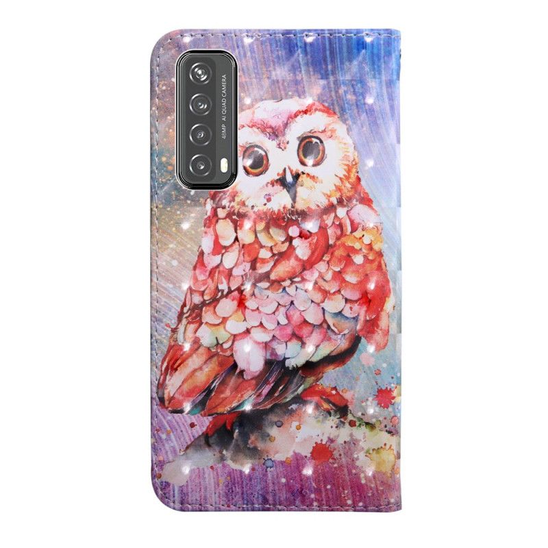 Flip Cover Læder for Huawei P Smart 2021 Lys Spot Germain Uglen