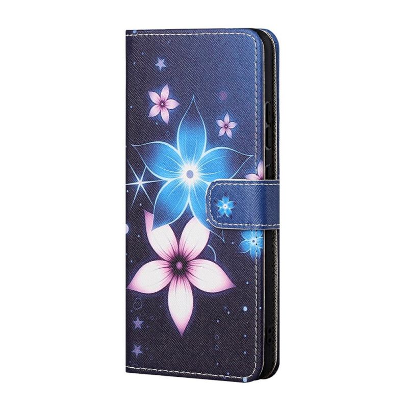 Flip Cover Læder for Huawei P Smart 2021 Måneblomster Med Rem