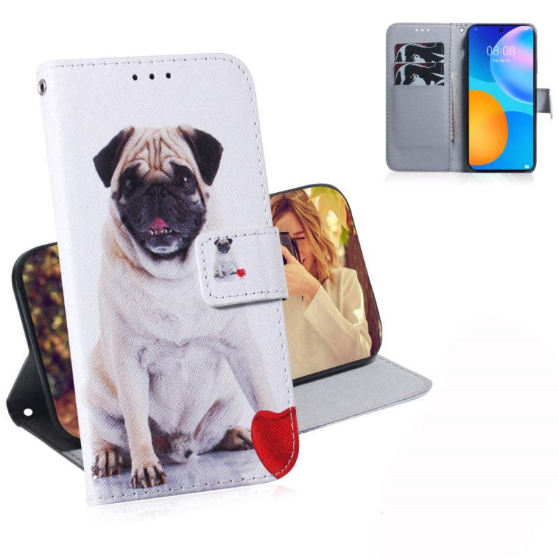 Flip Cover Læder for Huawei P Smart 2021 Mops Hund