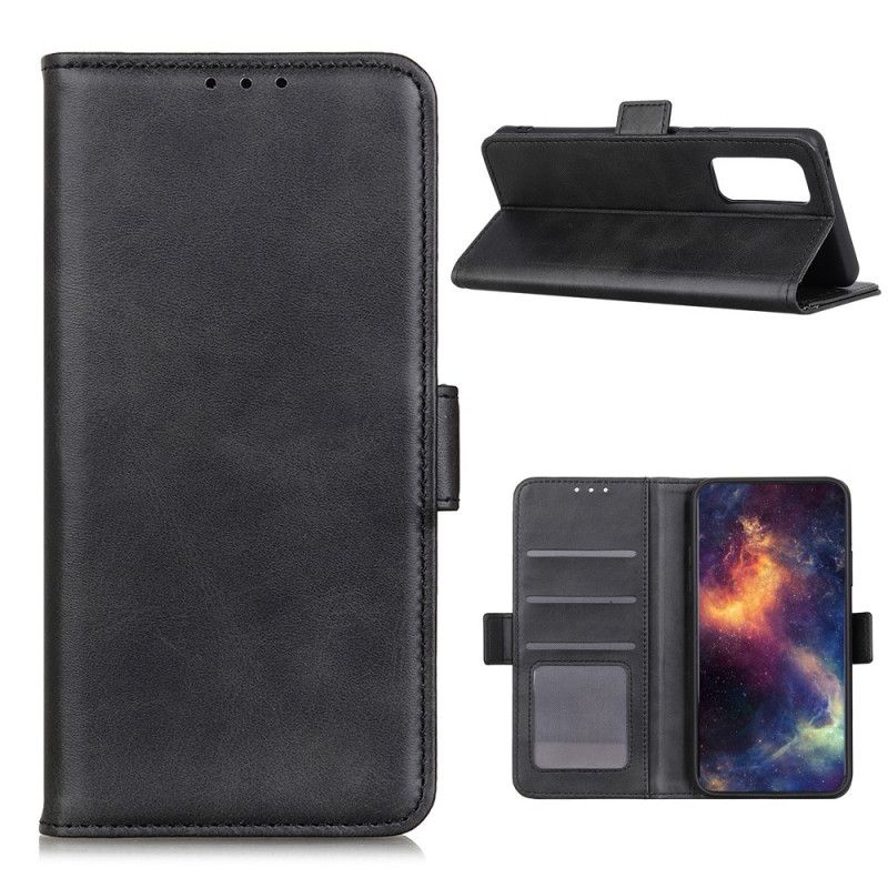 Flip Cover Læder for Huawei P Smart 2021 Sort Dobbelt Flap