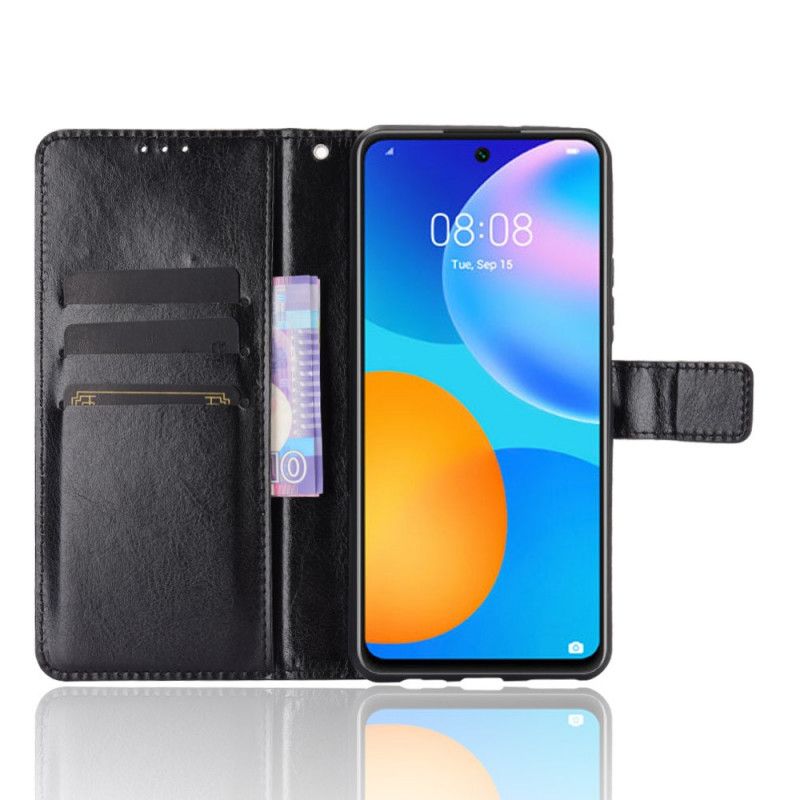 Flip Cover Læder for Huawei P Smart 2021 Sort Prangende Kunstlæder