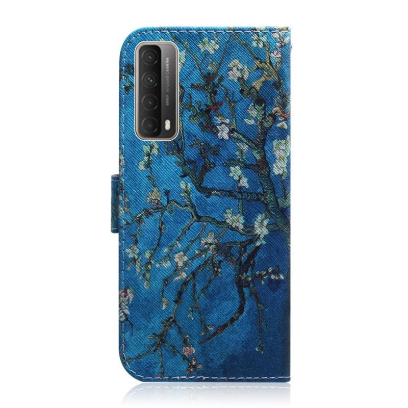 Flip Cover Læder Huawei P Smart 2021 Blomstrende Grene Beskyttelse