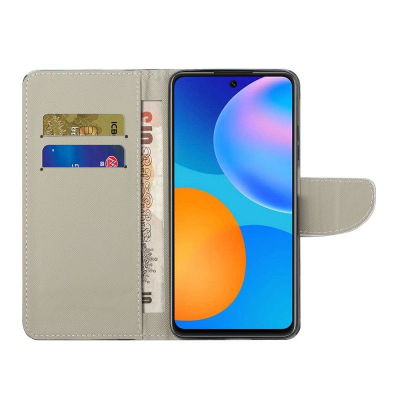 Flip Cover Læder Huawei P Smart 2021 Blomstrende Træ