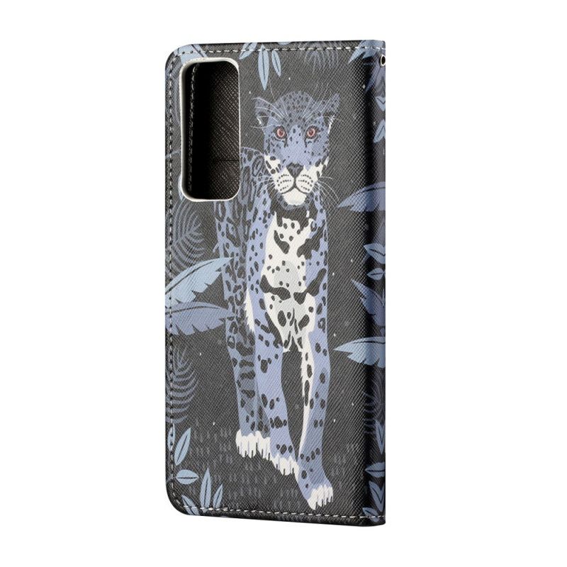 Flip Cover Læder Huawei P Smart 2021 Leopard Med Rem