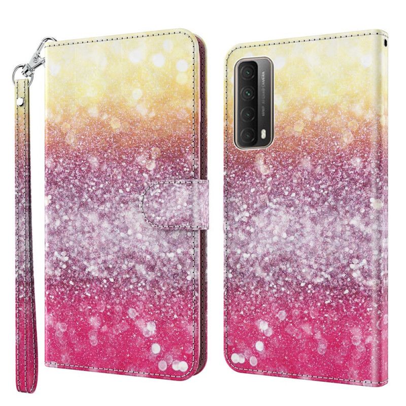 Flip Cover Læder Huawei P Smart 2021 Magenta Glittergradient Beskyttelse