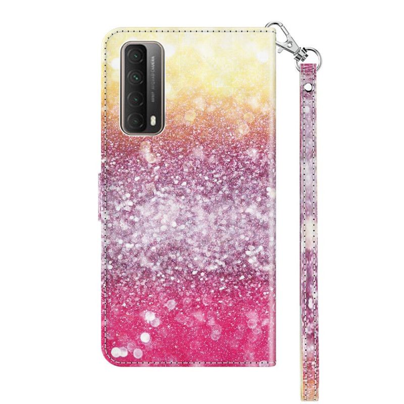 Flip Cover Læder Huawei P Smart 2021 Magenta Glittergradient Beskyttelse