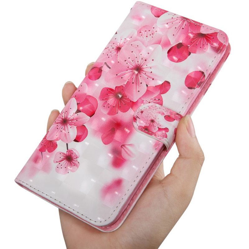 Flip Cover Læder Huawei P Smart 2021 Magenta Lyspletblomster Blomstrer