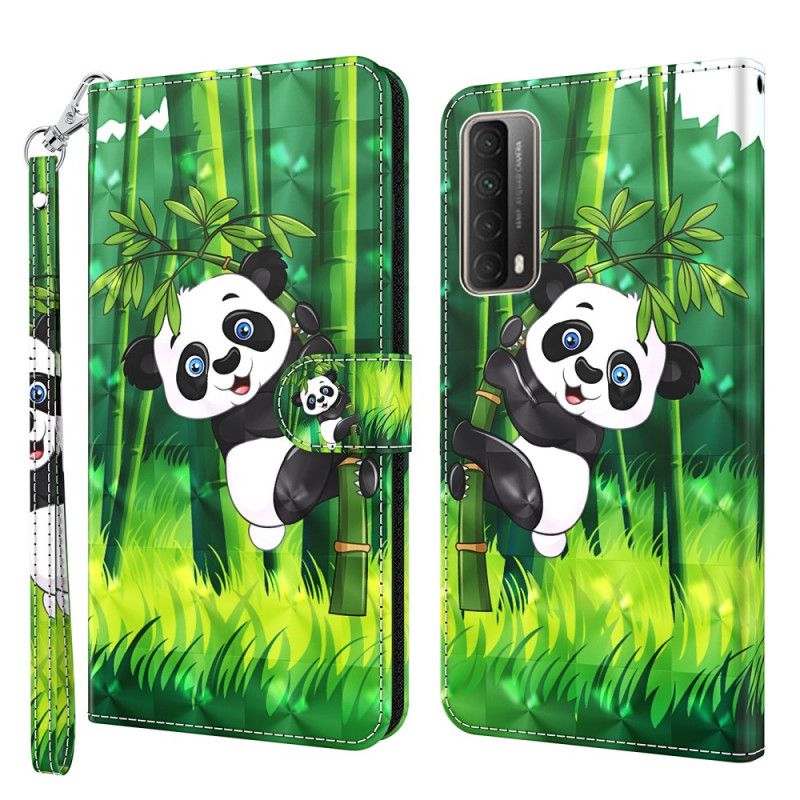 Flip Cover Læder Huawei P Smart 2021 Panda Og Bambus