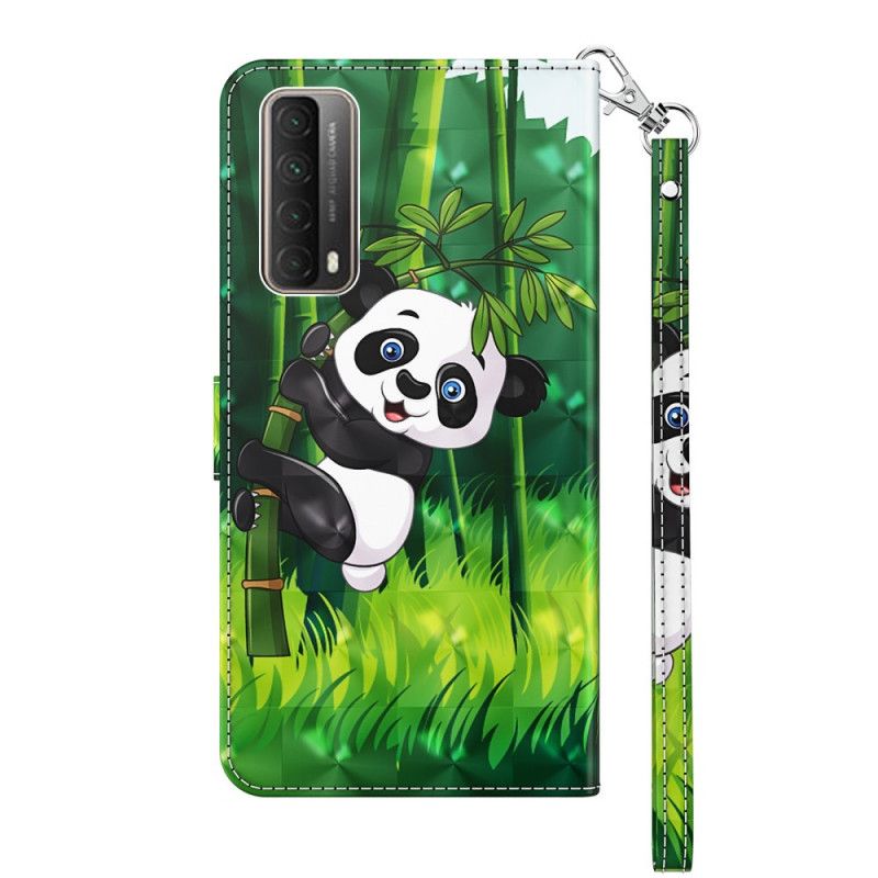 Flip Cover Læder Huawei P Smart 2021 Panda Og Bambus