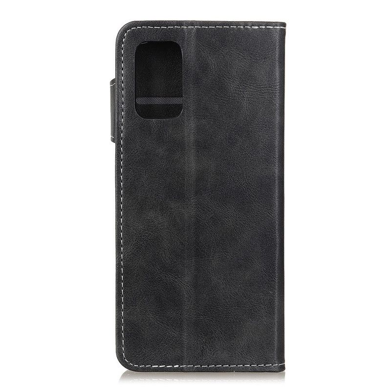 Flip Cover Læder Huawei P Smart 2021 Sort Syning Af Kunstnerisk Knap Original