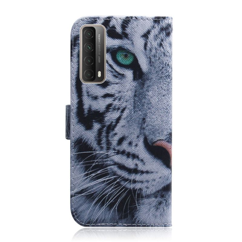 Flip Cover Læder Huawei P Smart 2021 Tiger Ansigt Original