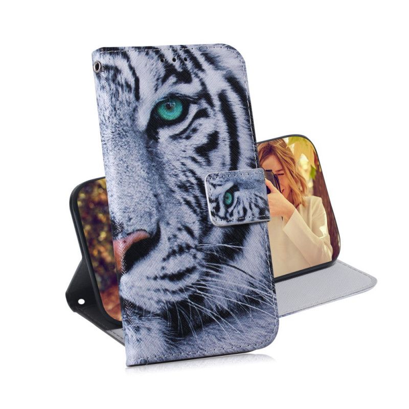 Flip Cover Læder Huawei P Smart 2021 Tiger Ansigt Original