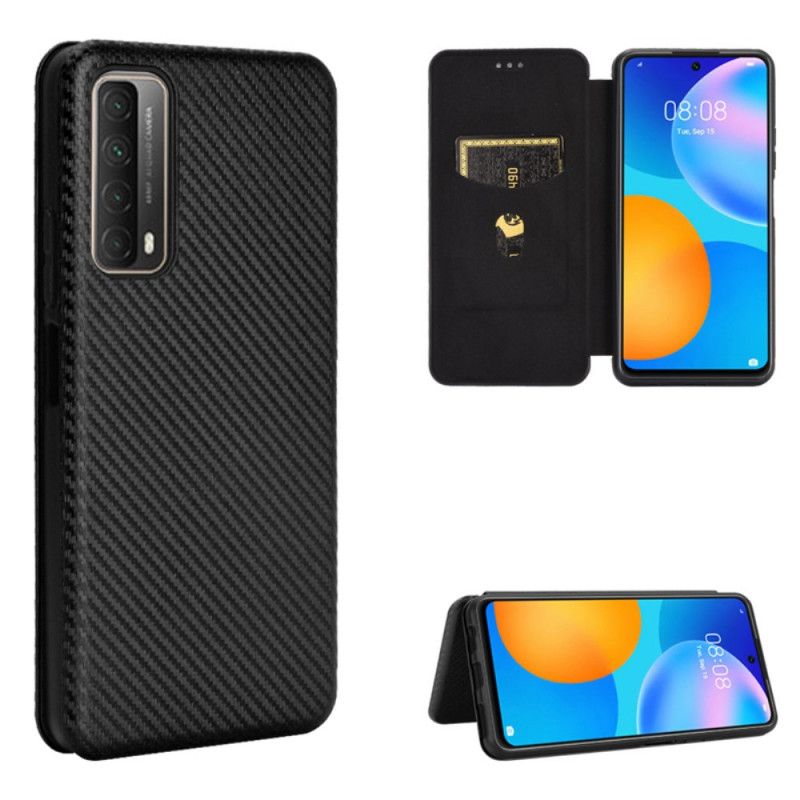 Læder Cover Huawei P Smart 2021 Sort Kulfiber