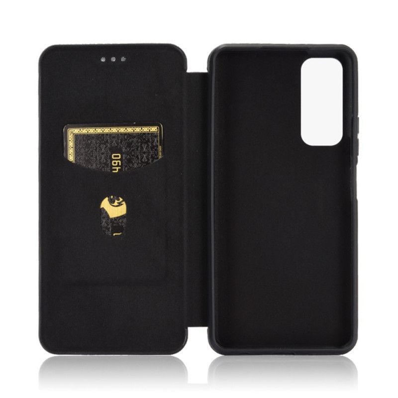 Læder Cover Huawei P Smart 2021 Sort Kulfiber