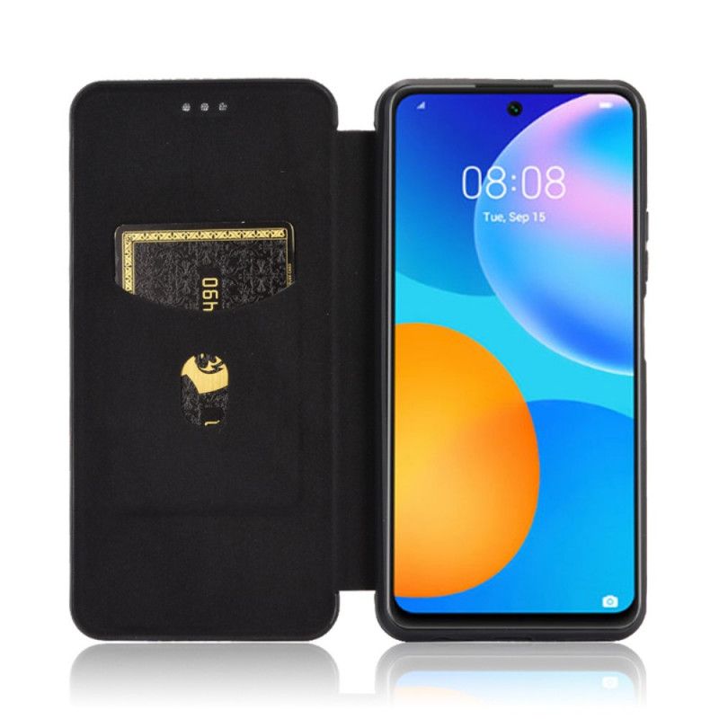 Læder Cover Huawei P Smart 2021 Sort Kulfiber