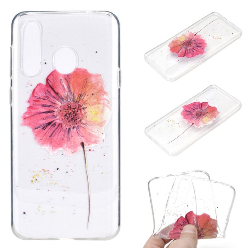 Cover for Huawei Y6p Gennemsigtig Akvarelvalmue