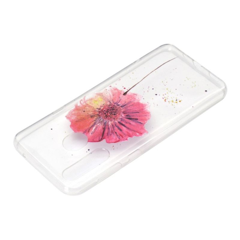 Cover for Huawei Y6p Gennemsigtig Akvarelvalmue