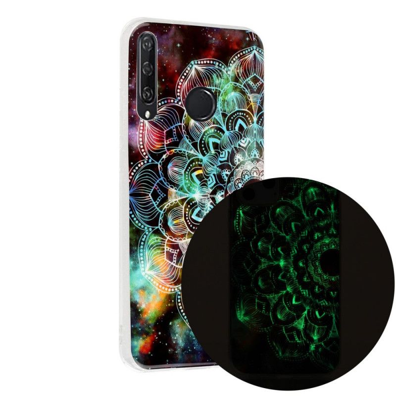 Cover for Huawei Y6p Sort Fluorescerende Blomsterserie