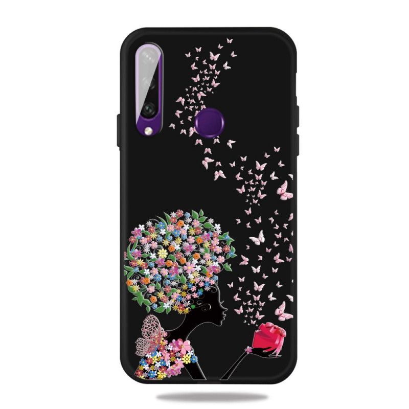 Cover Huawei Y6p Kvinde Med Et Blomstret Hoved Original