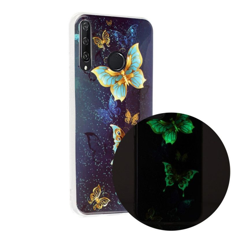 Cover Huawei Y6p Lyseblå Fluorescerende Sommerfugleserie