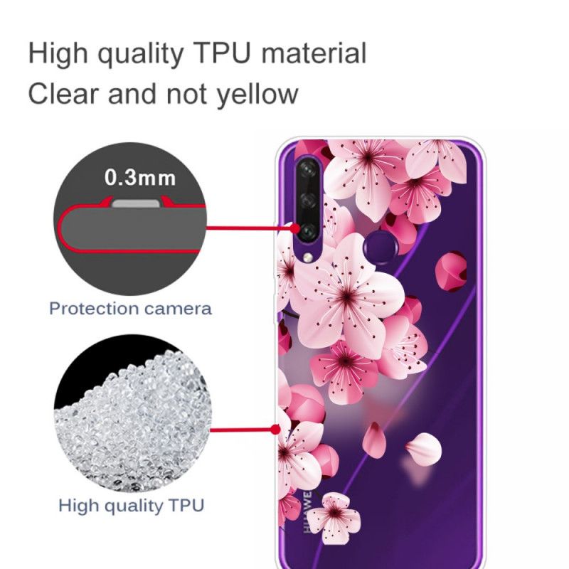 Cover Huawei Y6p Magenta Premium Blomster Beskyttelse