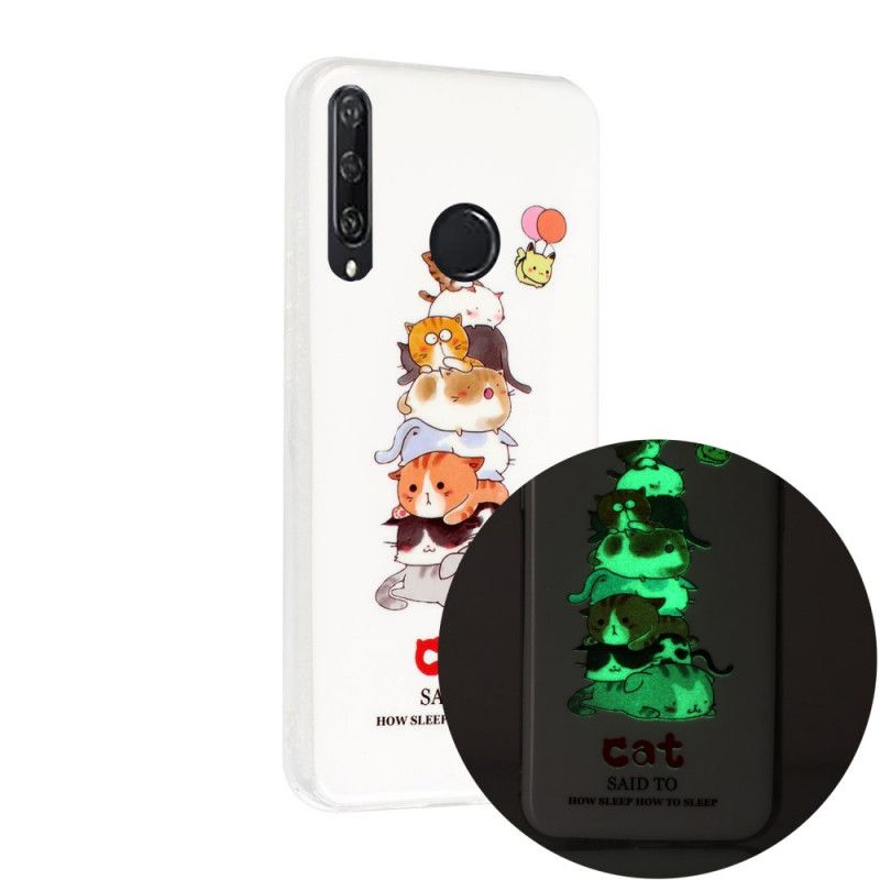 Cover Huawei Y6p Mobilcover Fluorescerende Katte