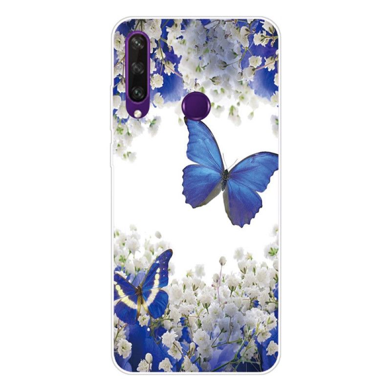 Cover Huawei Y6p Mørkeblå Sommerfugle Beskyttelse