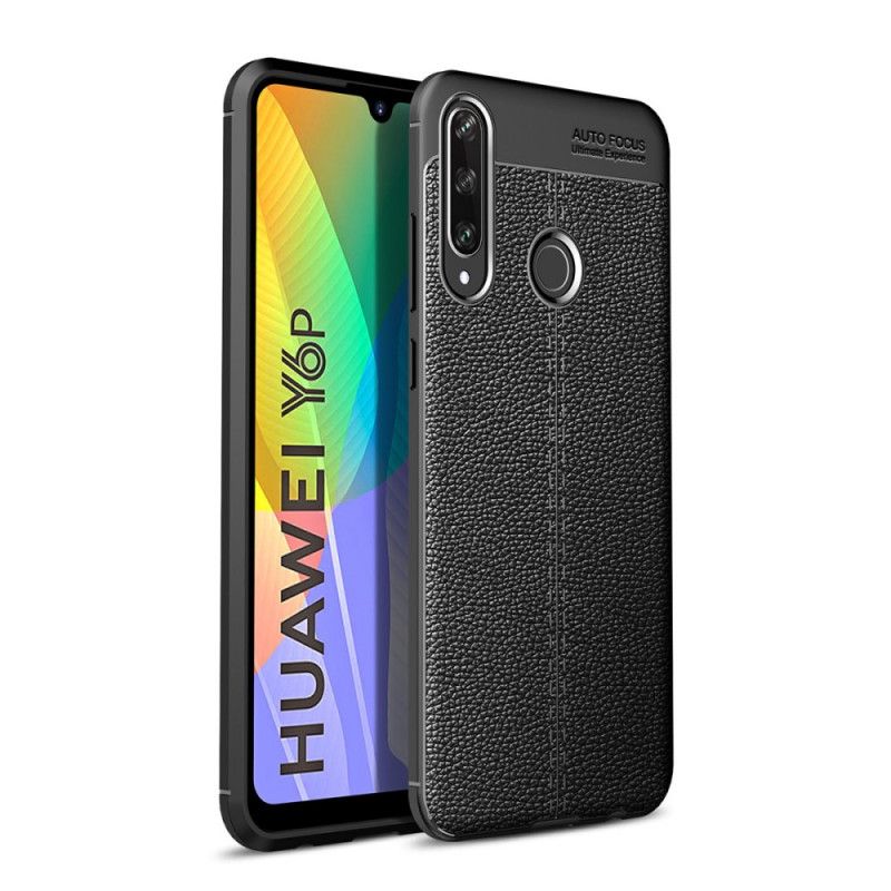 Cover Huawei Y6p Sort Dobbelt Line Lychee Læder Effekt