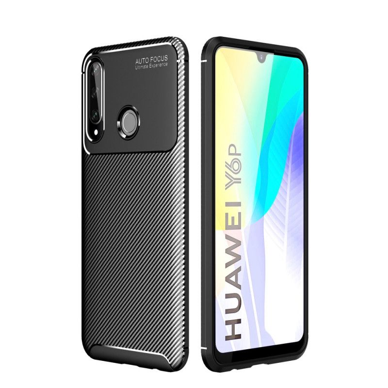 Cover Huawei Y6p Sort Fleksibel Kulfibertekstur