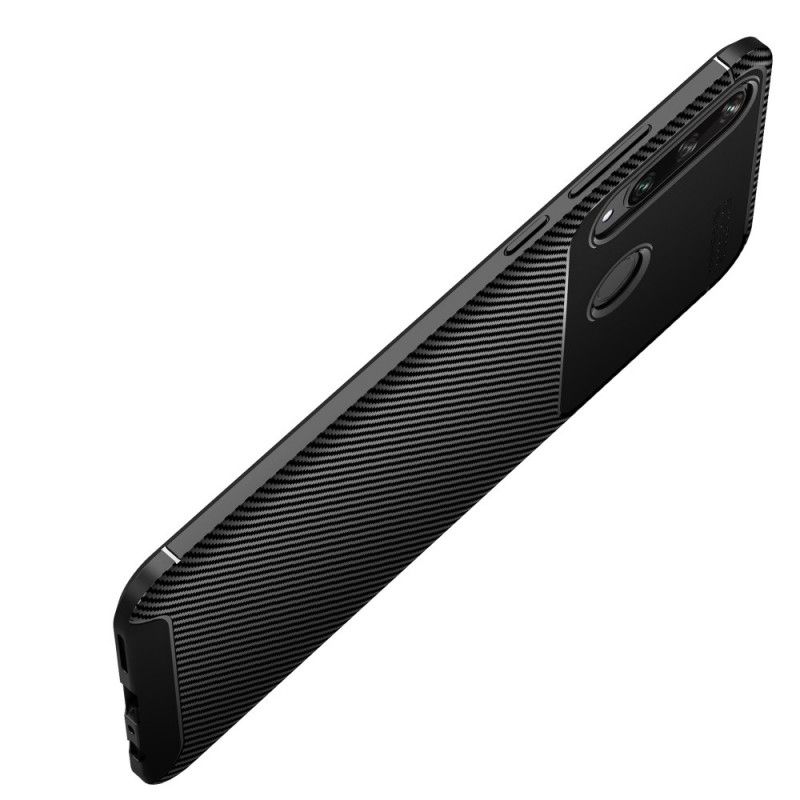 Cover Huawei Y6p Sort Fleksibel Kulfibertekstur