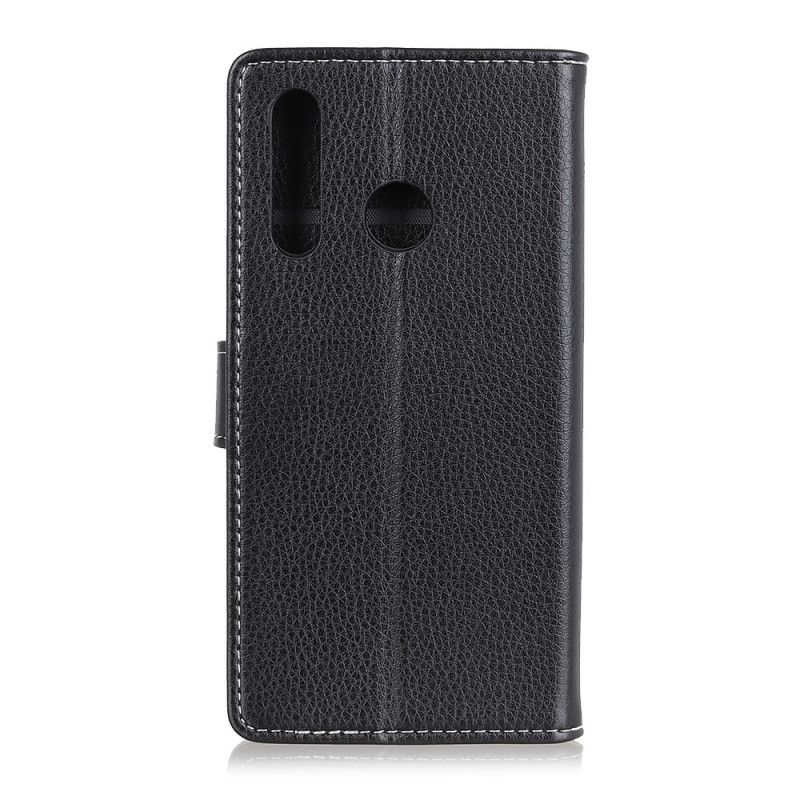 Flip Cover Huawei Y6p Sort Lychee Synlige Sømme