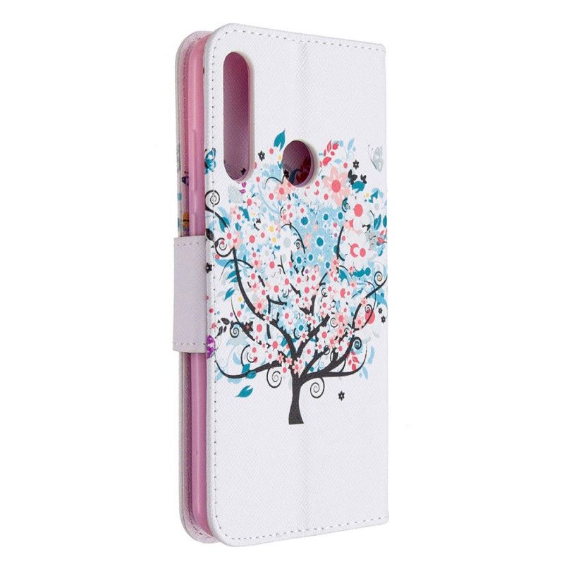 Flip Cover Læder Huawei Y6p Blomstret Træ