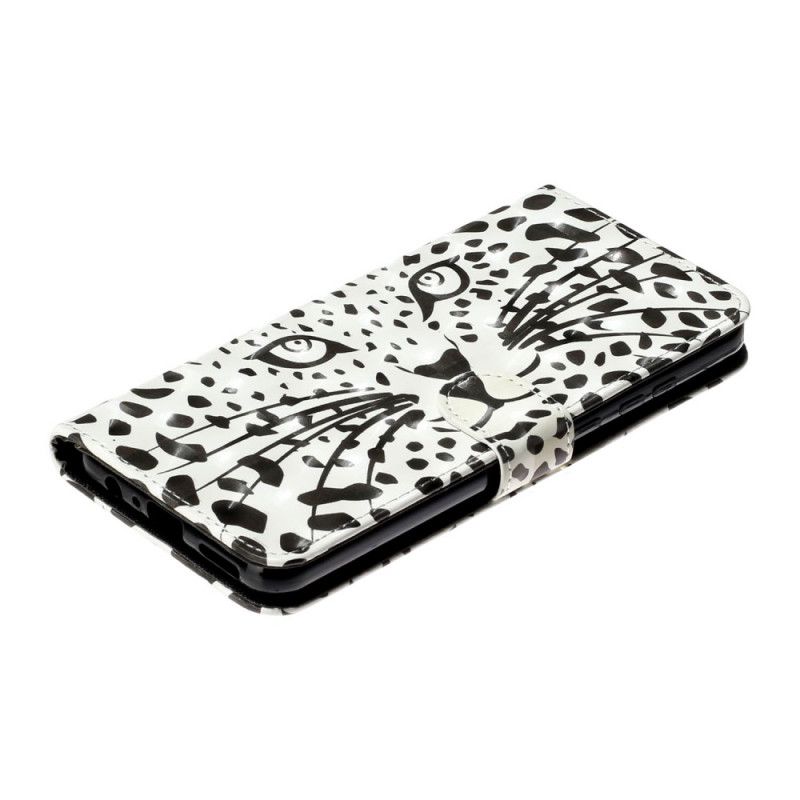 Flip Cover Læder Huawei Y6p Leopardlyspletter Med Rem Original