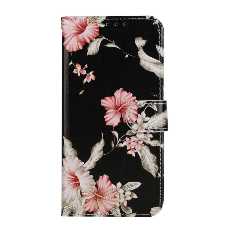 Læder Cover Huawei Y6p Sort Utallige Blomster