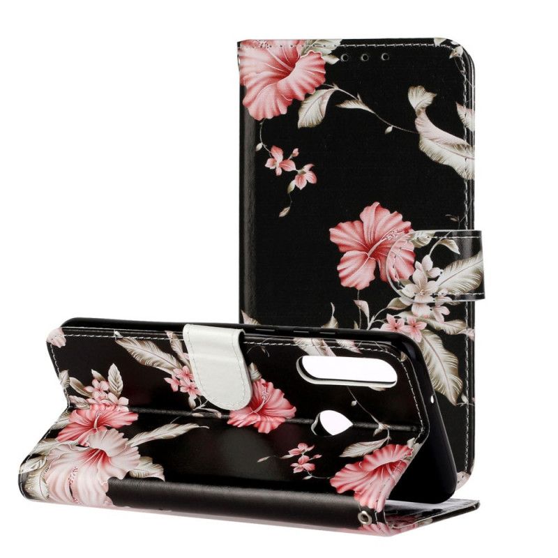 Læder Cover Huawei Y6p Sort Utallige Blomster