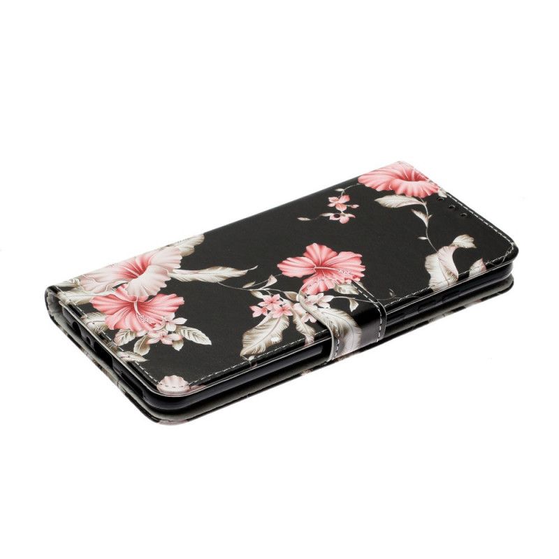 Læder Cover Huawei Y6p Sort Utallige Blomster