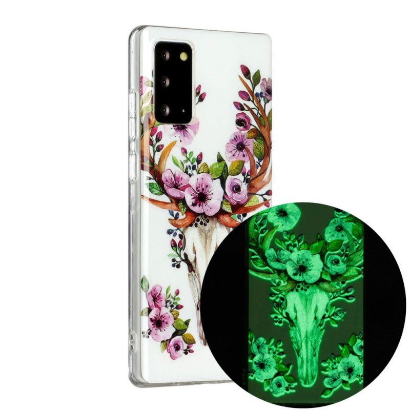 Cover Samsung Galaxy Note 20 Fluorescerende Blomstrende Elg