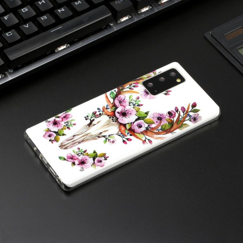 Cover Samsung Galaxy Note 20 Fluorescerende Blomstrende Elg