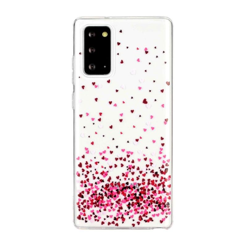 Cover Samsung Galaxy Note 20 Gennemsigtige Flere Røde Hjerter