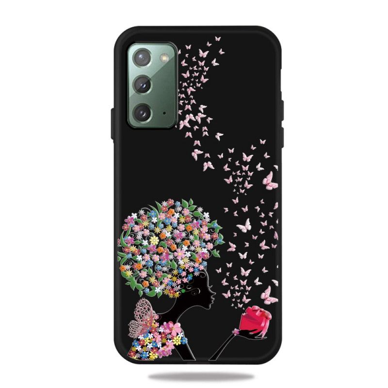 Cover Samsung Galaxy Note 20 Kvinde Med Et Blomstret Hoved