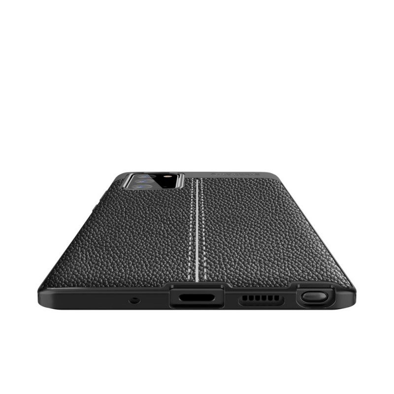 Cover Samsung Galaxy Note 20 Sort Dobbeltlinjeret Lychee-Lædereffekt