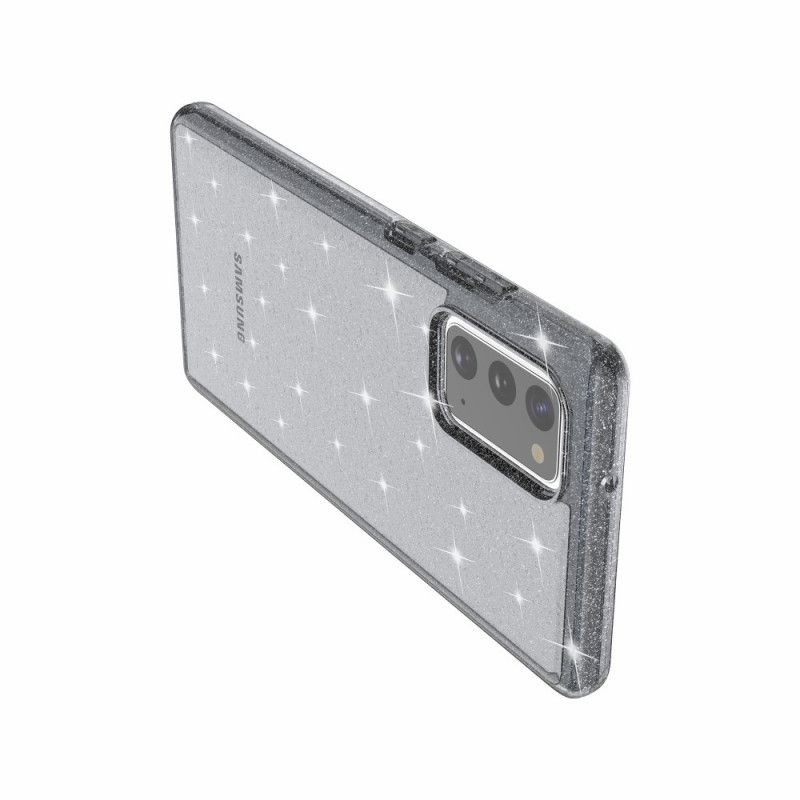 Cover Samsung Galaxy Note 20 Sort Glitterpulver