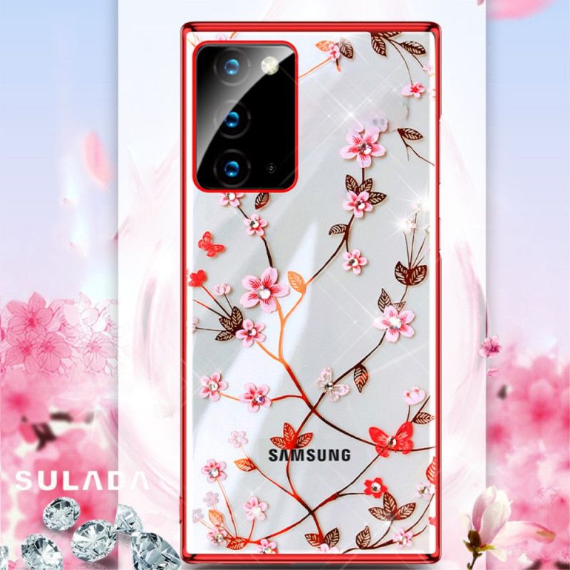 Cover Samsung Galaxy Note 20 Sort Sulada Blomster Og Metaleffekt