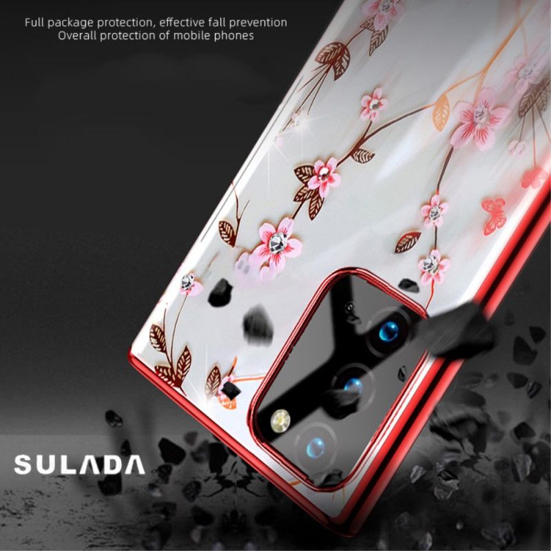 Cover Samsung Galaxy Note 20 Sort Sulada Blomster Og Metaleffekt