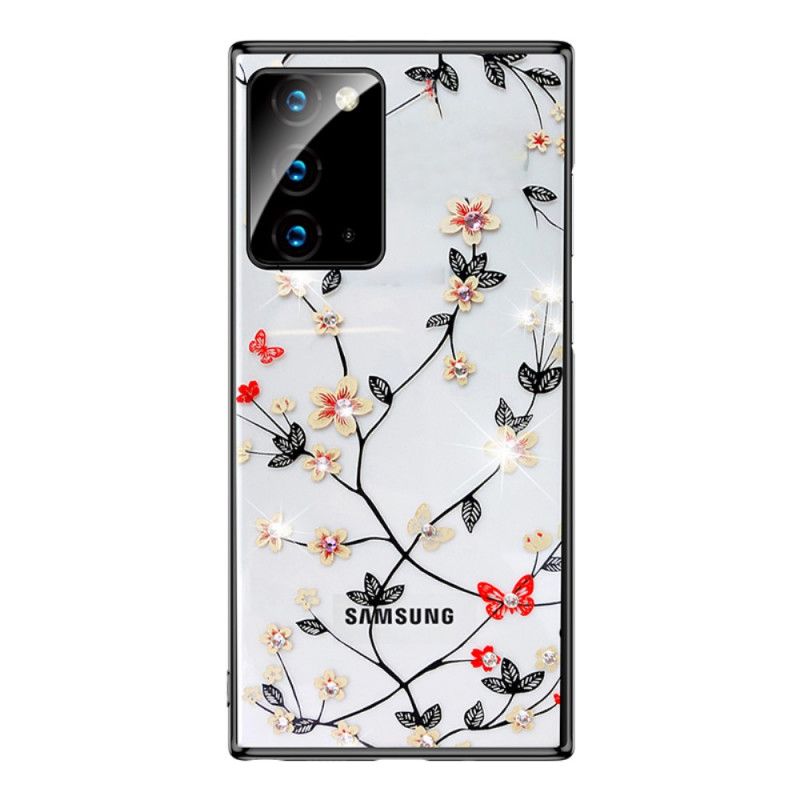 Cover Samsung Galaxy Note 20 Sort Sulada Blomster Og Metaleffekt